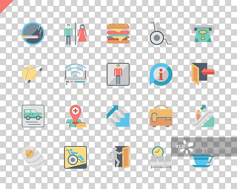 简单的公共导航扁平图标集图片素材