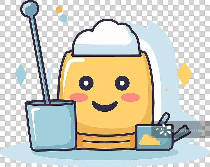 可爱的卡哇伊马桶刷和牙膏图片素材