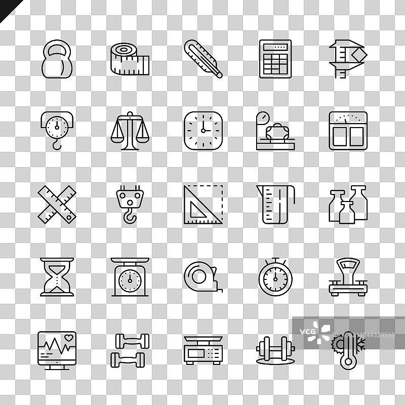 细线测量元素图标集图片素材