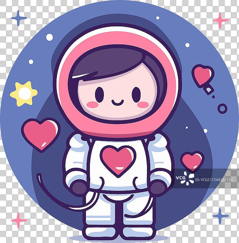 穿着宇航服的小男孩与心形图案图片素材