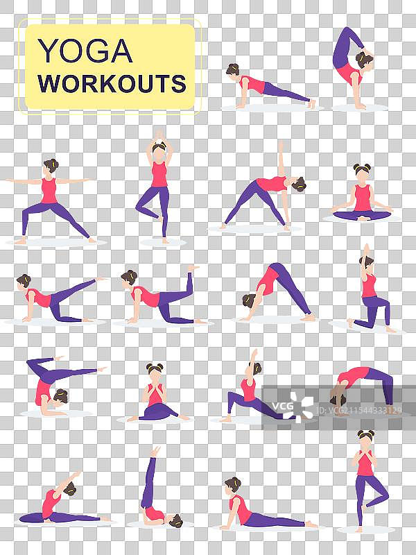 一组年轻女性进行身体锻炼图片素材