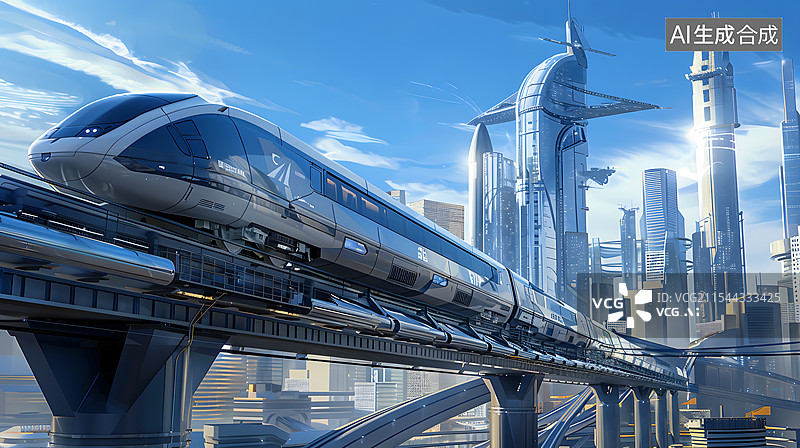 【AI数字艺术】城市建筑高铁动车图片素材