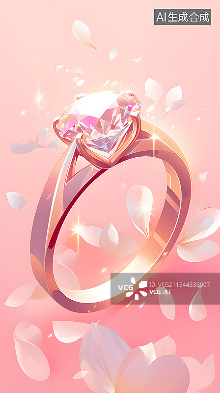 【AI数字艺术】情人节结婚戒指插画图片素材