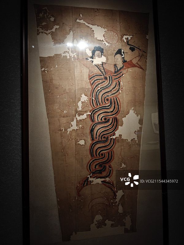 伏羲女娲绢画图片素材