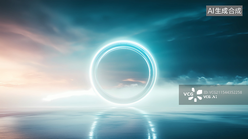 【AI数字艺术】科幻风格圆形背景图片素材