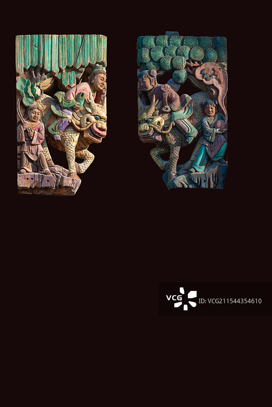 美术工艺，木雕，雀替，麒麟送子图片素材