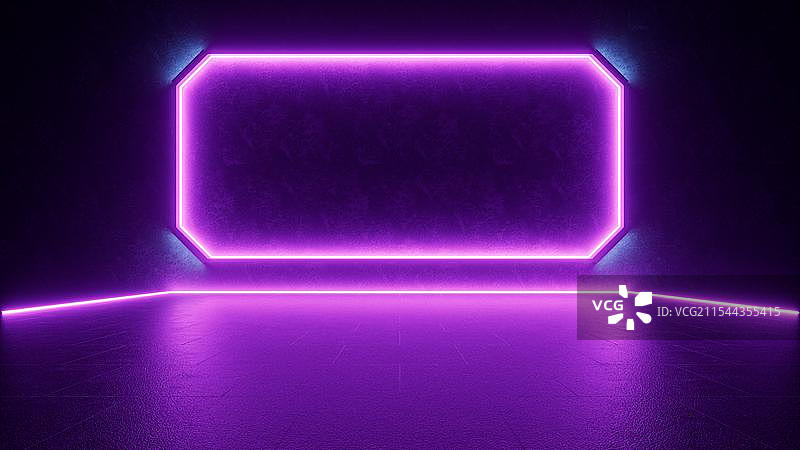 3D现代霓虹灯建筑空间内部图片素材