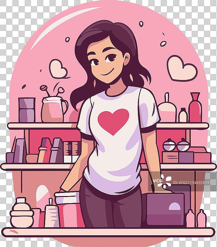 平面卡通风格的美容院图片素材