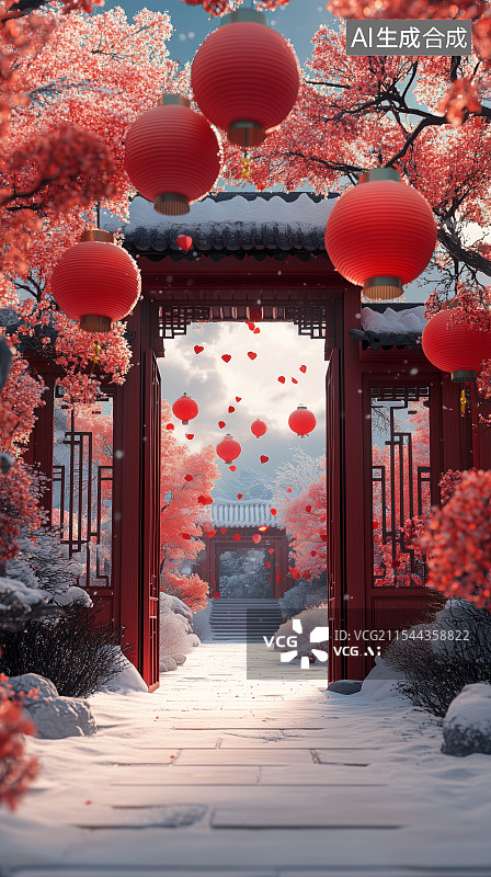 【AI数字艺术】中国风传统古代建筑图片素材