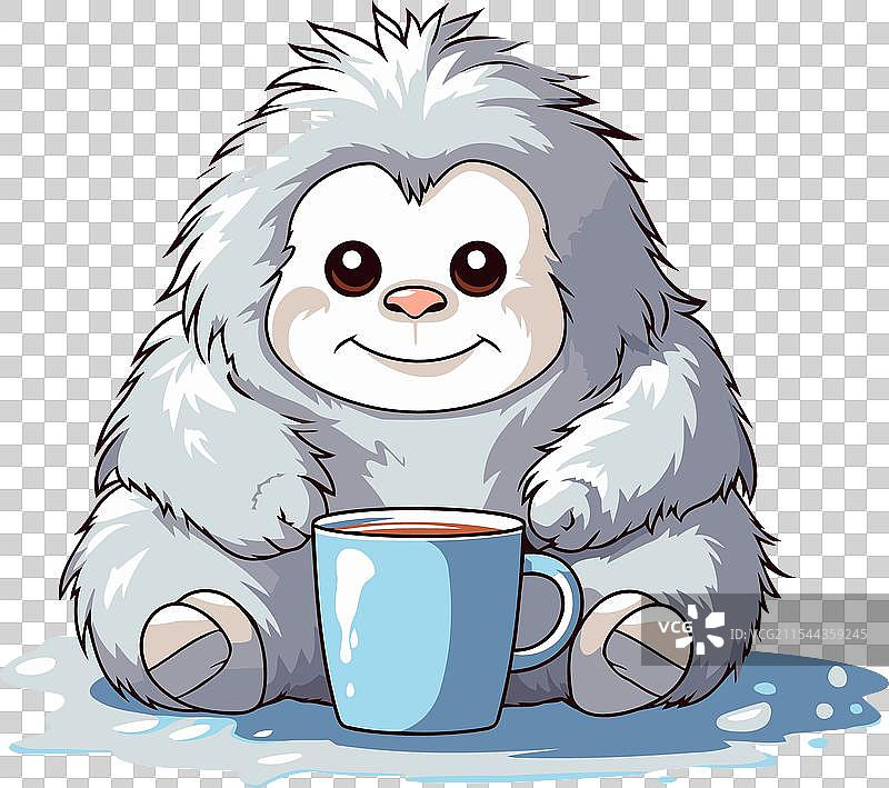 可爱的卡通树懒与茶杯图片素材