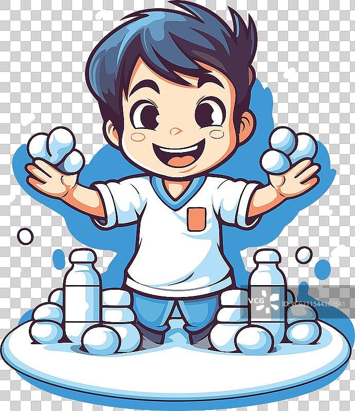 可爱的男孩在打雪仗图片素材