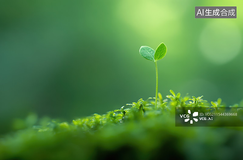 【AI数字艺术】春天破土而出发芽长出新芽的种子图片素材
