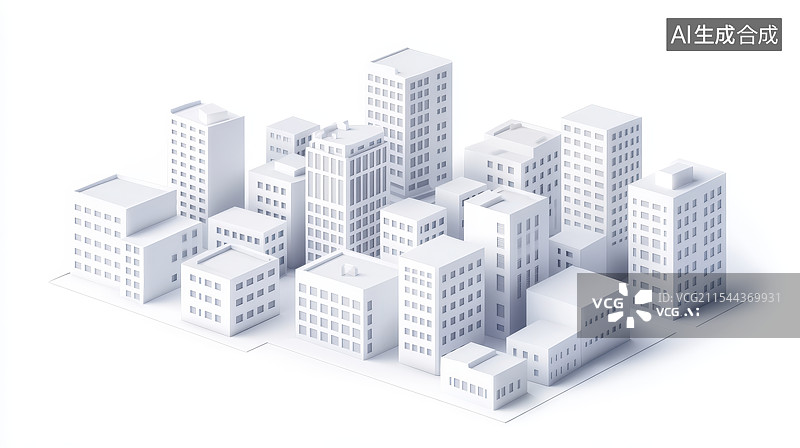 【AI数字艺术】3D模型白模城市景观图片素材