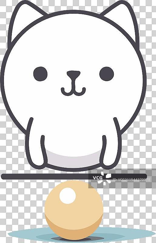 可爱的猫咪在平衡木上保持平衡，采用扁平风格。图片素材