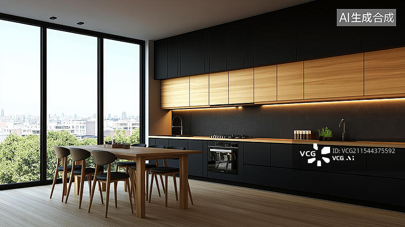 【AI数字艺术】现代都市厨房设计图片素材