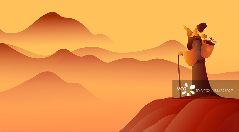 古代医圣采药遍访名山大川登高远眺群山图片素材