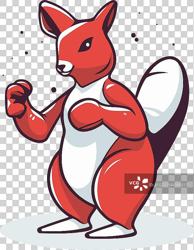 可爱的卡通红松鼠在孤立的环境中奔跑图片素材