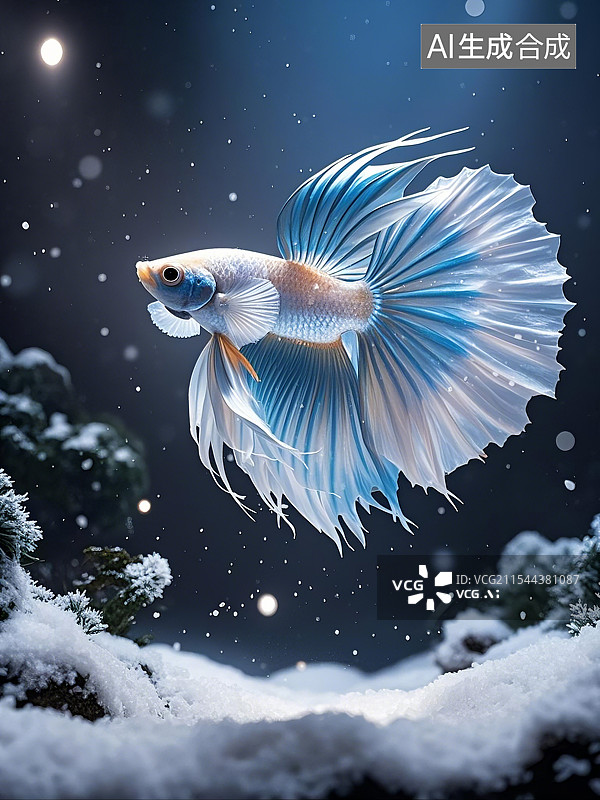 【AI数字艺术】冰雪中的斗鱼图片素材