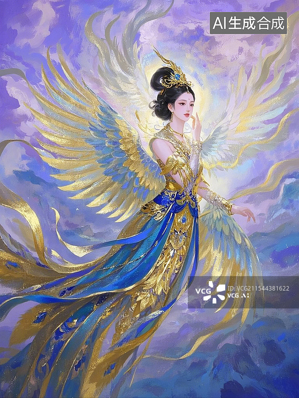 【AI数字艺术】羽翼华服女神图片素材