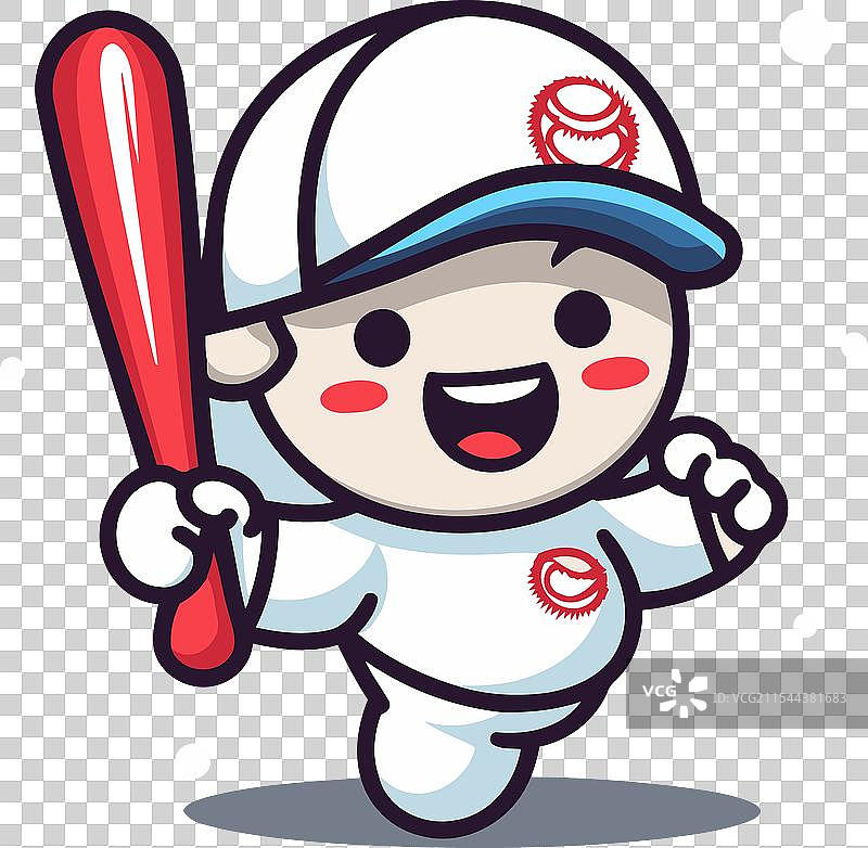 可爱的棒球运动员卡通角色吉祥物图片素材