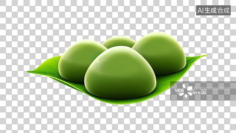 【AI数字艺术】3D渲染，国风美食，清明节美食，青团，艾草糍粑，点心，甜点，糕点，茶果子，中国传统美食免抠元素图片素材