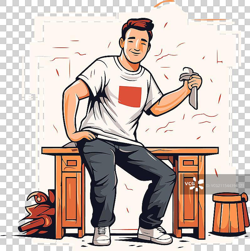 手里拿着喷漆的卡通人物图片素材