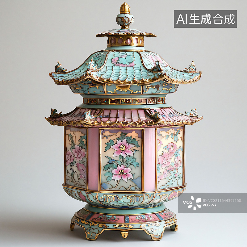 【AI数字艺术】陶瓷、工艺品、宫灯、香薰、国风、C4D图片素材