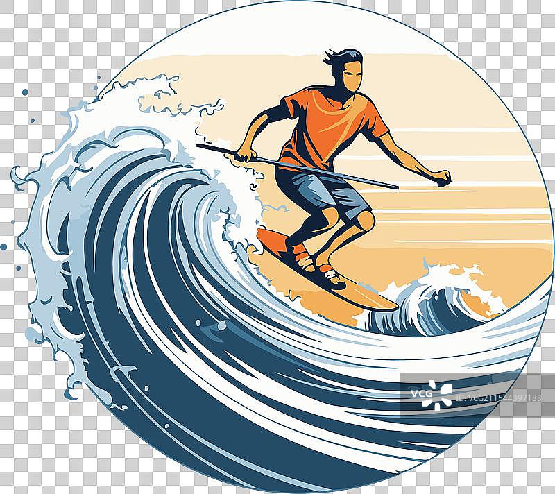 男子在波浪上滑水板滑雪图片素材