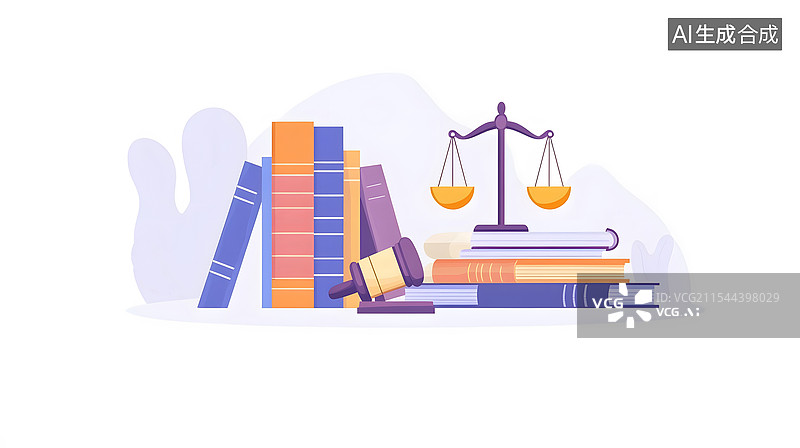 【AI数字艺术】法律与正义概念插画图片素材