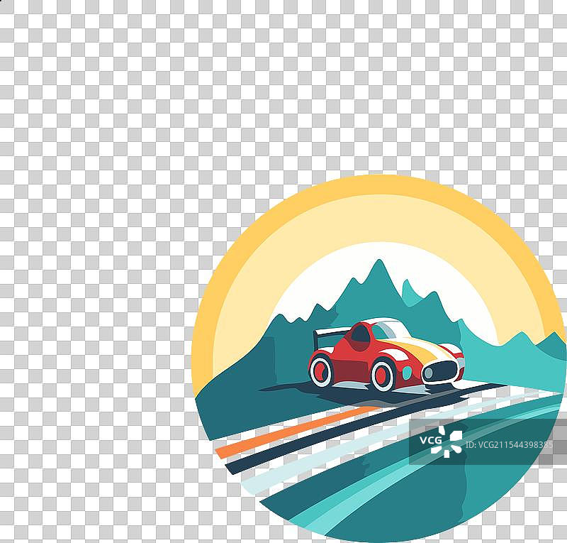 复古汽车在山路上行驶图片素材