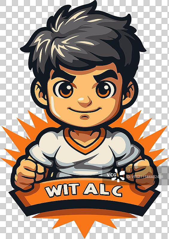 运动队标志设计的男孩卡通吉祥物图片素材