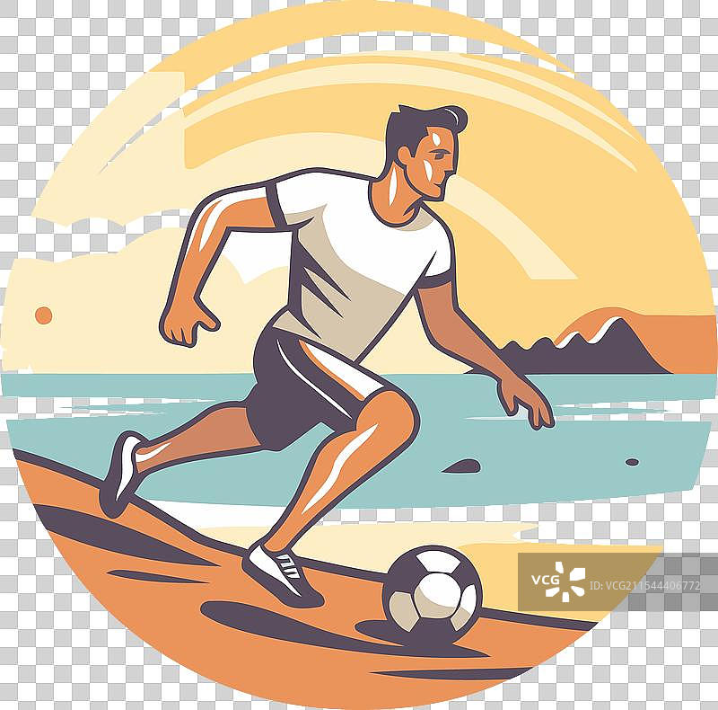 复古风格的沙滩足球运动员图片素材