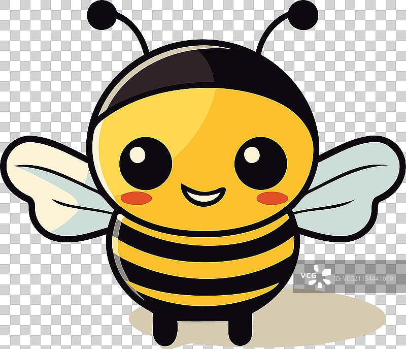 可爱的卡通蜜蜂，背景为浅黄色图片素材