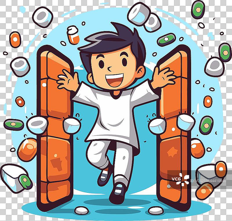 可爱的男孩跳过寿司之间的间隙图片素材