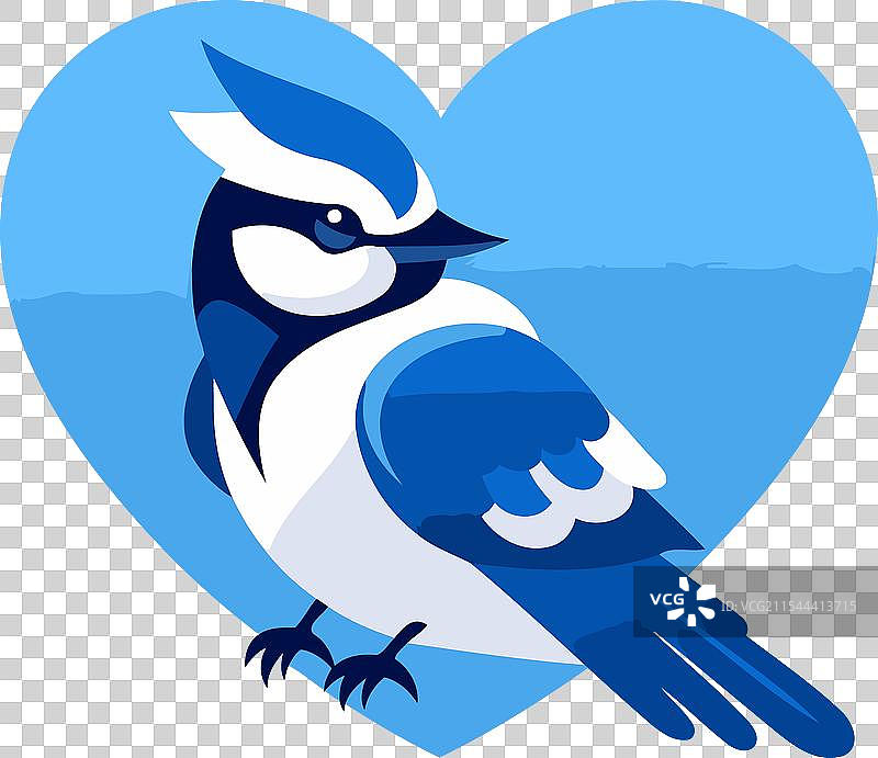 平面风格的心形蓝山雀鸟图片素材