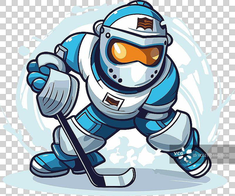 宇航员卡通吉祥物手持冰球棒图片素材
