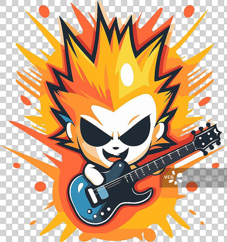 白色背景上的骷髅弹奏电吉他图片素材