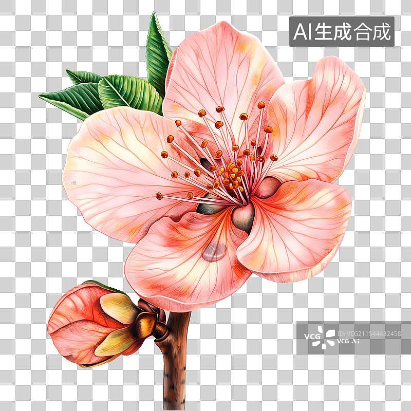 【AI数字艺术】铅笔手绘风格桃花图片素材