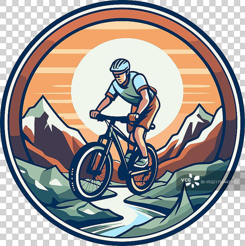 山地自行车手在山路上骑行图片素材