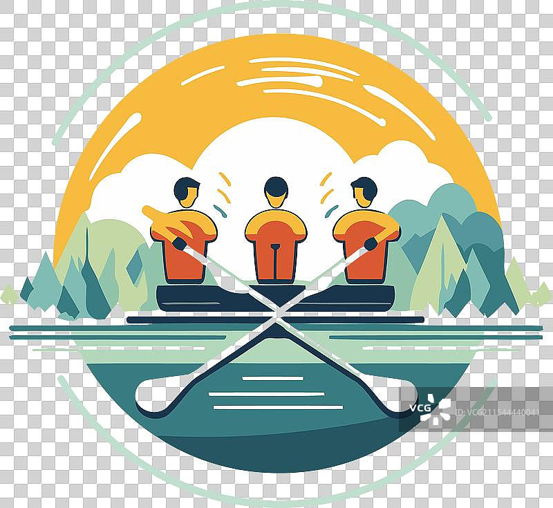 皮划艇队伍的标志模板，队员在皮划艇中图片素材
