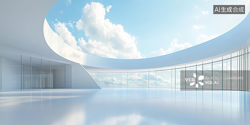 【AI数字艺术】极简抽象现代建筑和地面平台图片素材