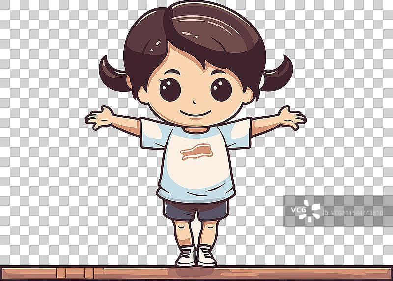 可爱的小女孩站在跷跷板上图片素材