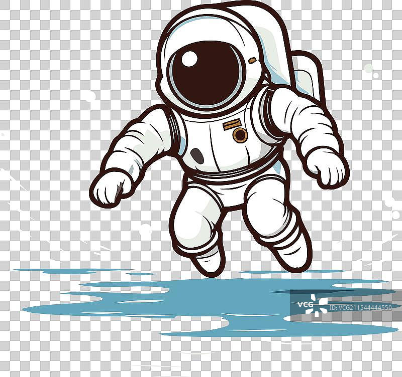 卡通风格的宇航员在太空中飞行图片素材