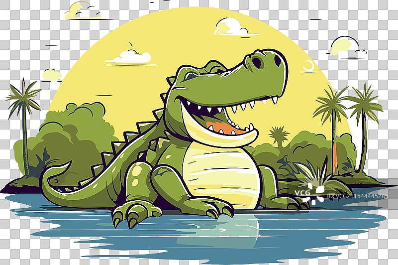 鳄鱼在鳄鱼岛上图片素材