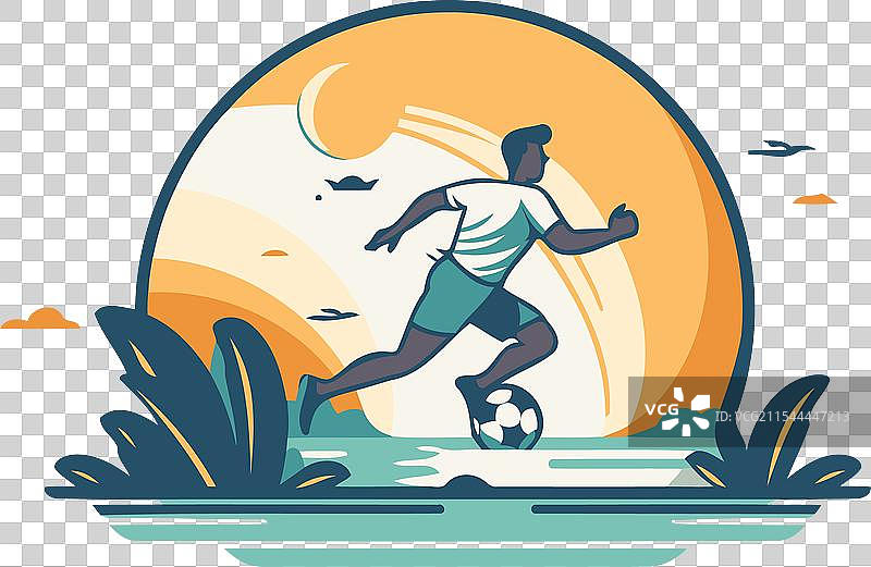 复古风格的沙滩足球运动员图片素材