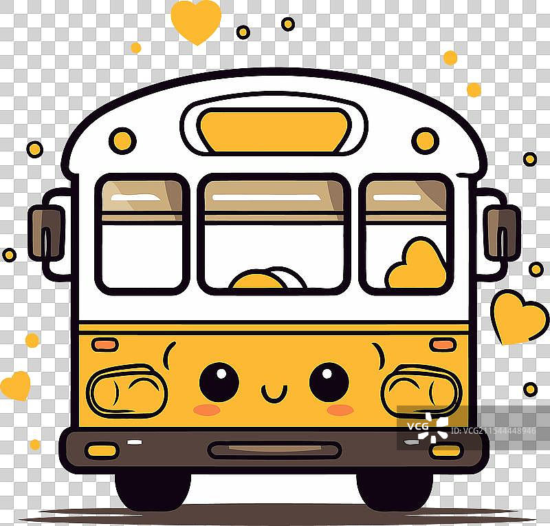 可爱的校车，带有笑脸和眼睛图片素材