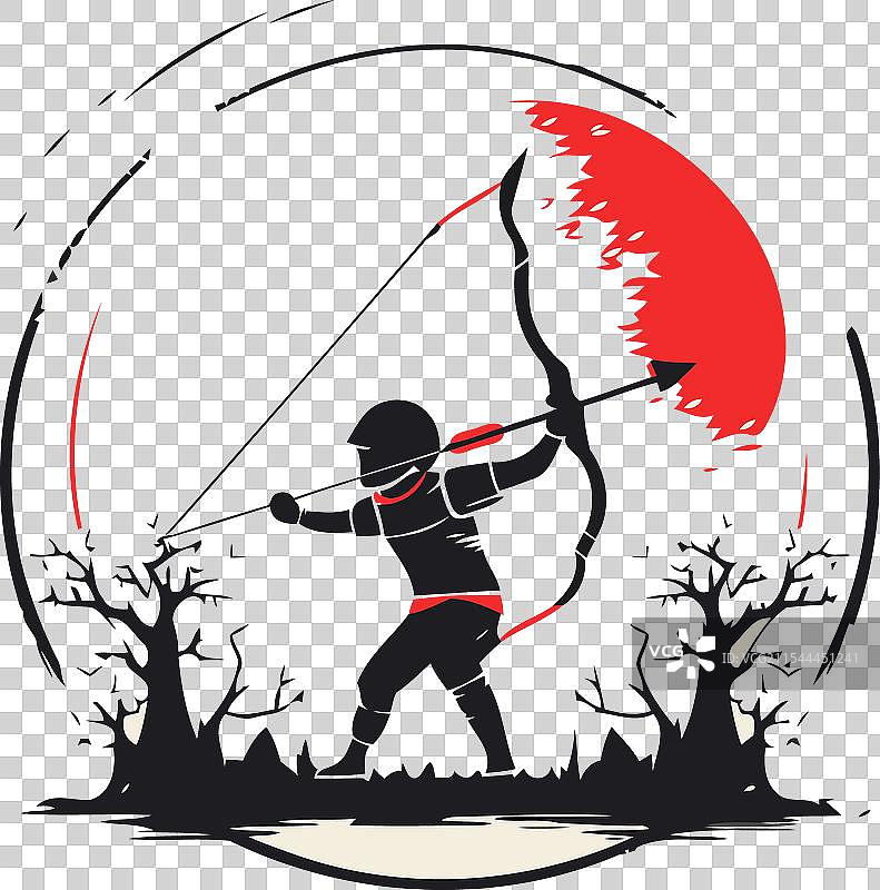 在森林中与风筝一起冲浪的风筝冲浪者图片素材