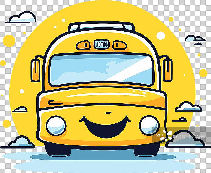 可爱的黄色校车带有笑脸图片素材