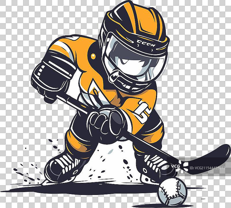 冰球运动员手持冰球杆和冰球图片素材