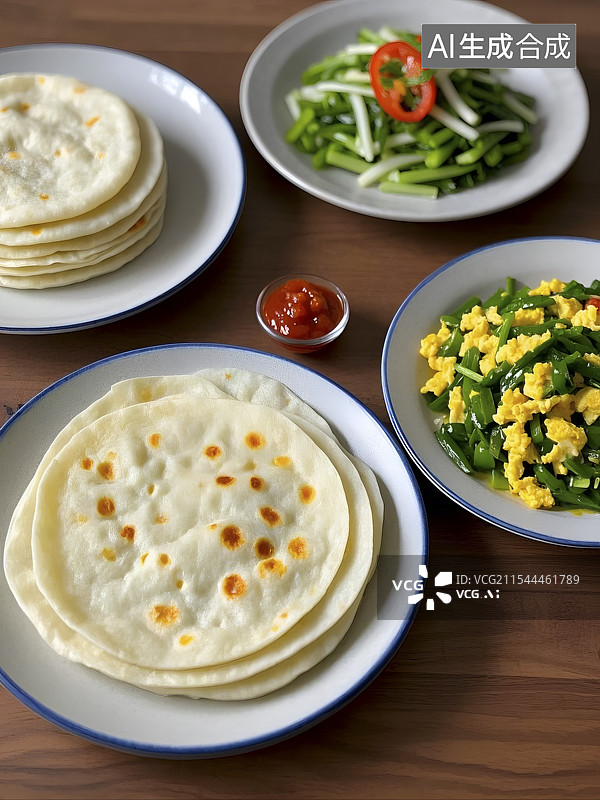 【AI数字艺术】立春节气静物美食春饼春卷图片素材